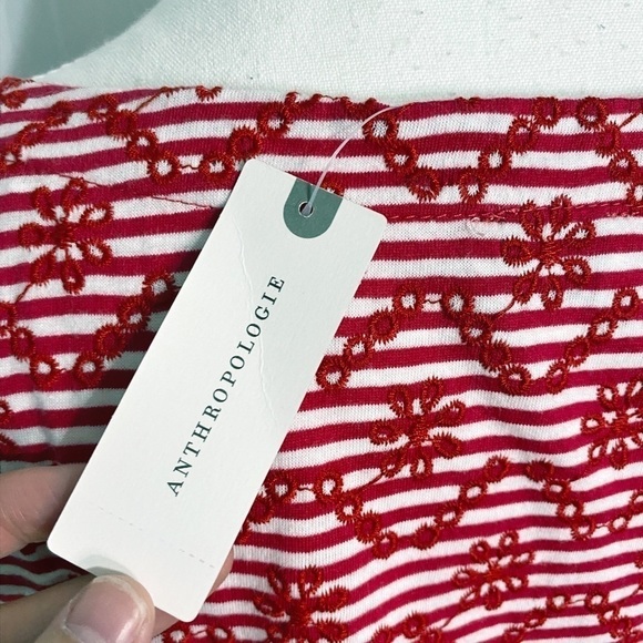 Anthropologie Postmark red embroidered eyelet tee shirt NWT - Picture 6 of 13